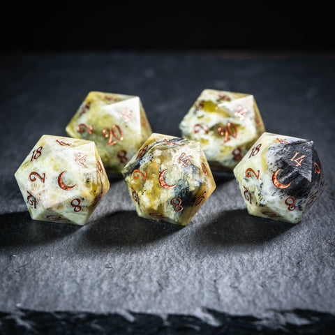 URWizards D&D Yellow Opal Gemstone Engraved Dice Set(Limited edition)