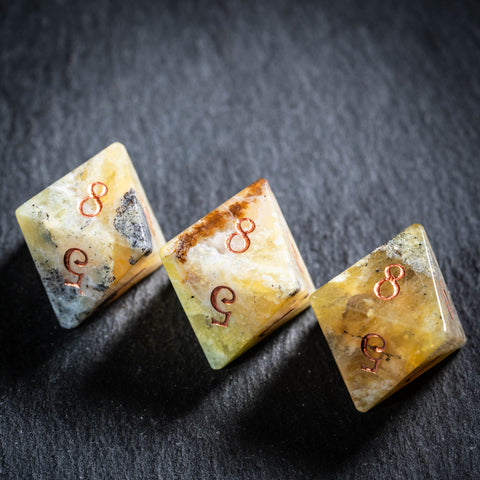 URWizards D&D Yellow Opal Gemstone Engraved Dice Set(Limited edition)