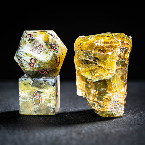 URWizards D&D Yellow Opal Gemstone Engraved Dice Set(Limited edition)