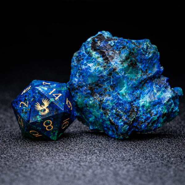 URWizards D&D Phoenix Lapis Lazuli Gemstone Engraved Dice Set