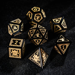 URWizards D&D Obsidian Engraved Dice Set Dwarf Style