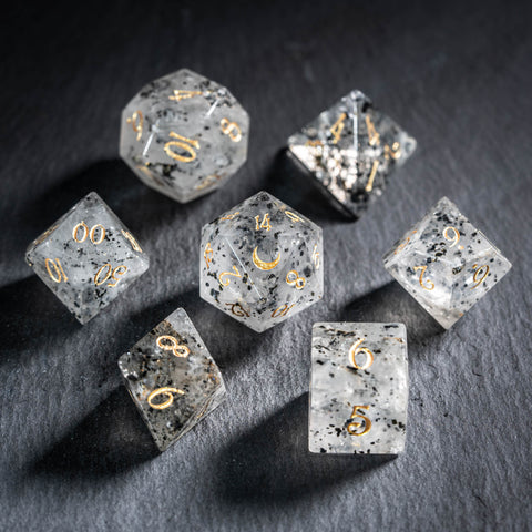 URWizards D&D Pitaya Quartz Gemstone Engraved Dice Set(Limited edition)