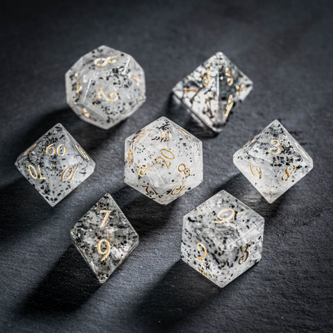 URWizards D&D Pitaya Quartz Gemstone Engraved Dice Set(Limited edition)
