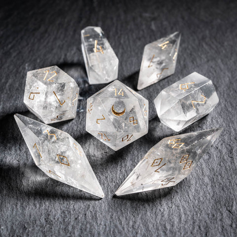URWizards D&D Clear Quartz Gemstone Dice Set Crystal Shape