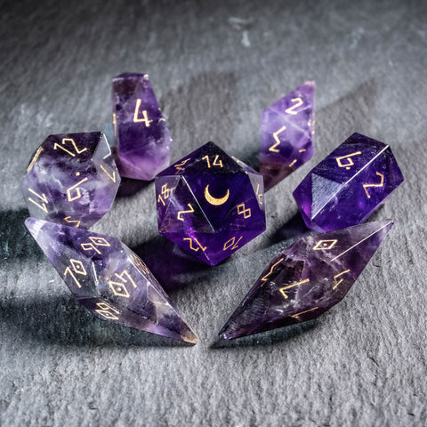 URWizards D&D Amethyst Gemstone Dice Set Crystal Shape