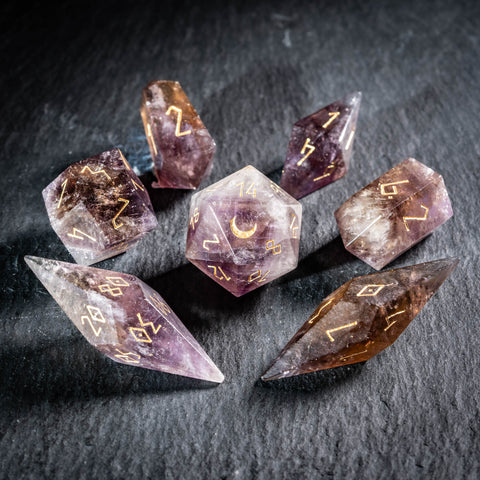 URWizards D&D Ametrine Gemstone Dice Set Crystal Shape