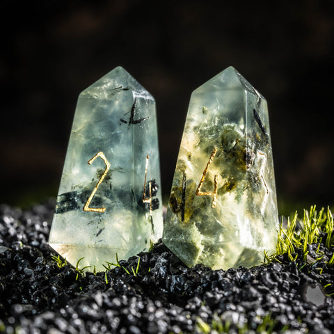 URWizards D&D Prehnite Gemstone Dice Set Crystal Shape