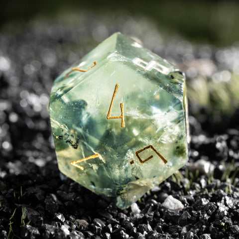 URWizards D&D Prehnite Gemstone Dice Set Crystal Shape