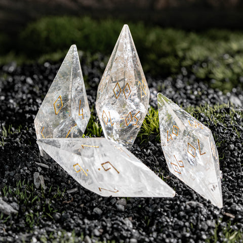 URWizards D&D Clear Quartz Gemstone Dice Set Crystal Shape