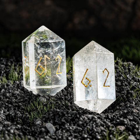 URWizards D&D Clear Quartz Gemstone Dice Set Crystal Shape