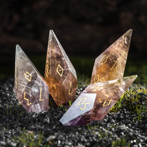 URWizards D&D Ametrine Gemstone Dice Set Crystal Shape