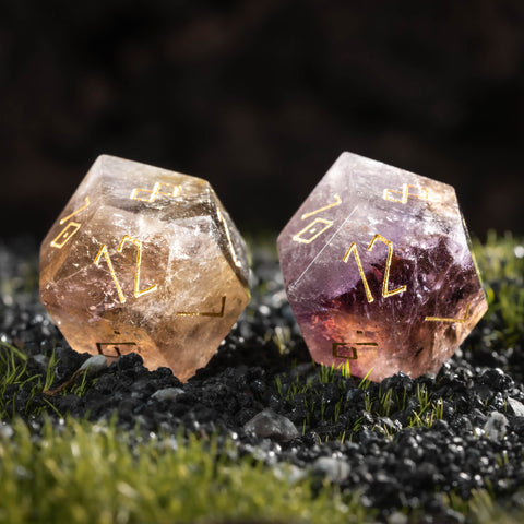URWizards D&D Ametrine Gemstone Dice Set Crystal Shape