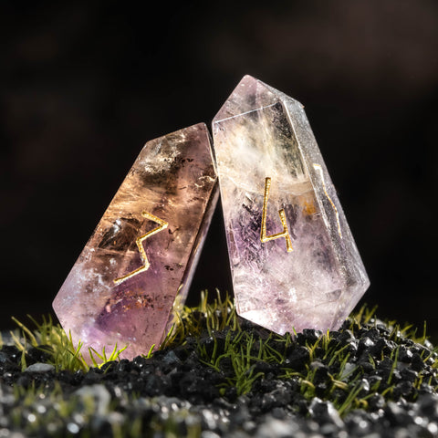 URWizards D&D Ametrine Gemstone Dice Set Crystal Shape