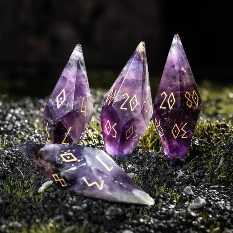 URWizards D&D Amethyst Gemstone Dice Set Crystal Shape
