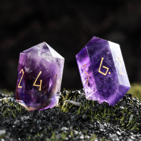 URWizards D&D Amethyst Gemstone Dice Set Crystal Shape