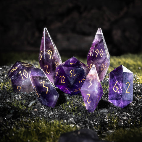 URWizards D&D Amethyst Gemstone Dice Set Crystal Shape