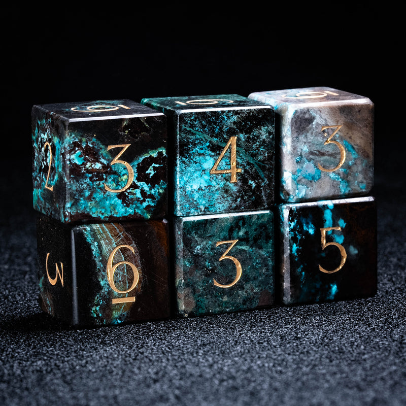 URWizards D&D Phoenix Turquoise Gemstone Engraved Dice Set(Special edition)