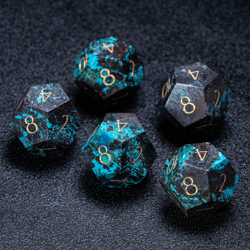 URWizards D&D Phoenix Turquoise Gemstone Engraved Dice Set(Special edition)