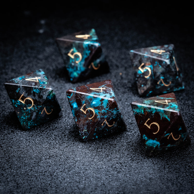 URWizards D&D Phoenix Turquoise Gemstone Engraved Dice Set(Special edition)