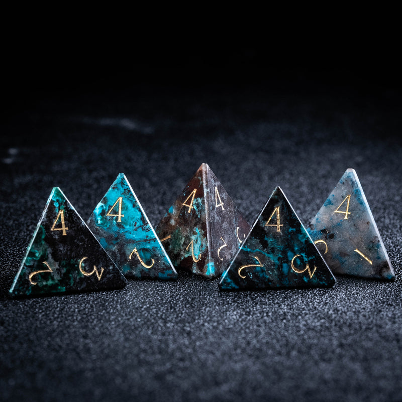 URWizards D&D Phoenix Turquoise Gemstone Engraved Dice Set(Special edition)