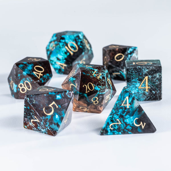 URWizards D&D Phoenix Turquoise Gemstone Engraved Dice Set(Special edition)