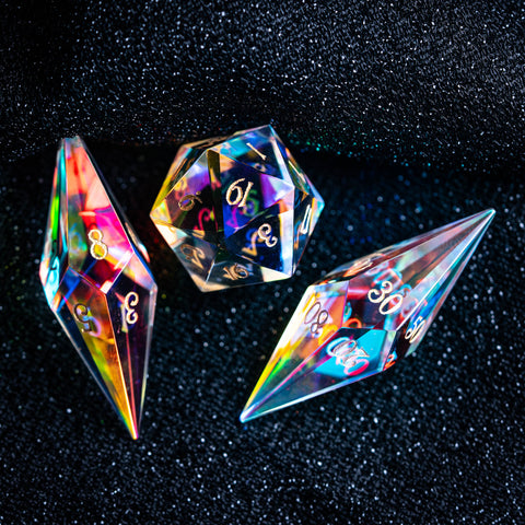 URWizards D&D Prism Glass Dice Set Crystal Shape