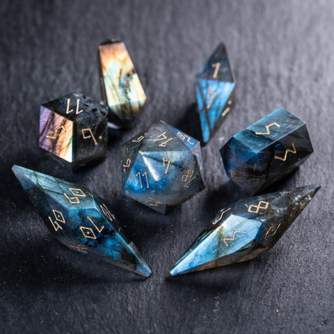URWizards D&D Labradorite Gemstone Dice Set Crystal Shape