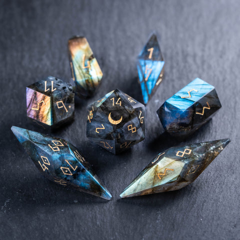 URWizards D&D Labradorite Gemstone Dice Set Crystal Shape