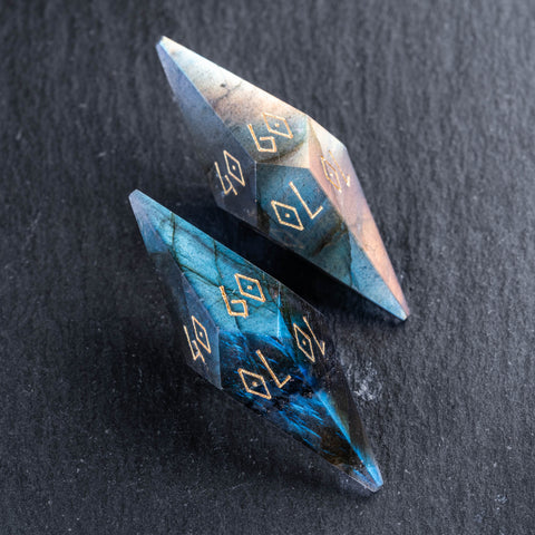 URWizards D&D Labradorite Gemstone Dice Set Crystal Shape