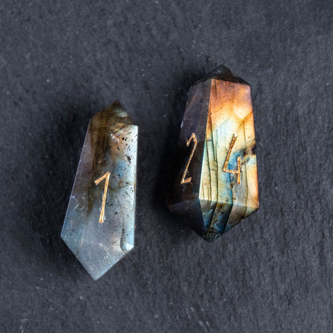 URWizards D&D Labradorite Gemstone Dice Set Crystal Shape