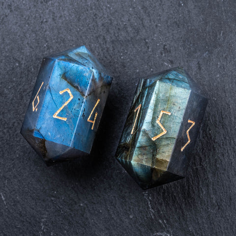 URWizards D&D Labradorite Gemstone Dice Set Crystal Shape