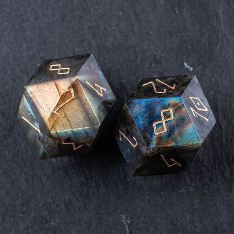 URWizards D&D Labradorite Gemstone Dice Set Crystal Shape