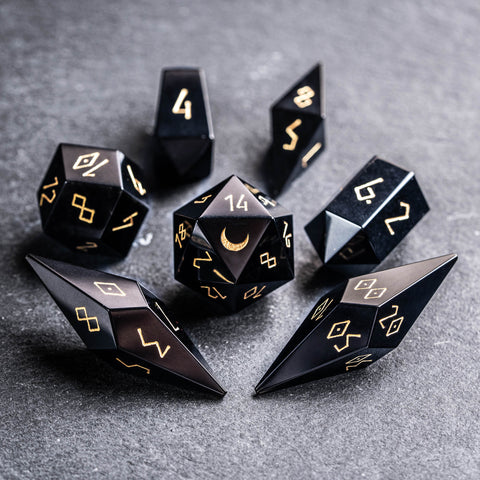 URWizards D&D Obsidian Gemstone Dice Set Crystal Shape