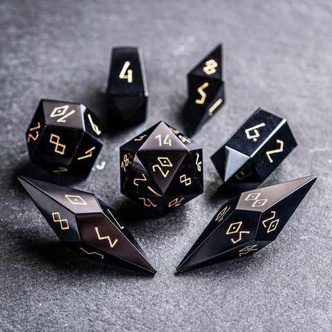 URWizards D&D Obsidian Gemstone Dice Set Crystal Shape
