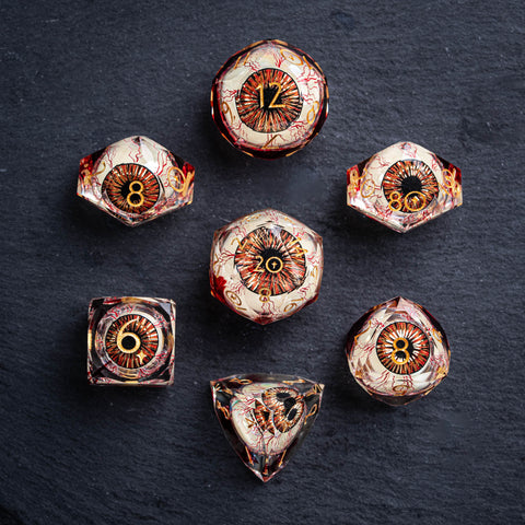 URWizards D&D Eyes(Glow in the Dark) Liquid Core Dice Set Multi-faceted Style