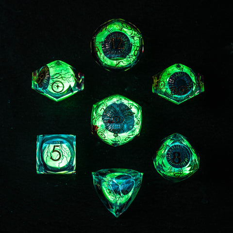 URWizards D&D Eyes(Glow in the Dark) Liquid Core Dice Set Multi-faceted Style