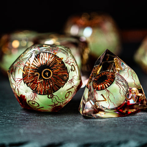 URWizards D&D Eyes(Glow in the Dark) Liquid Core Dice Set Multi-faceted Style