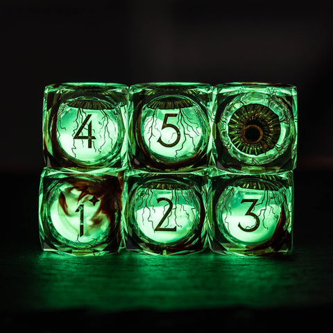 URWizards D&D Eyes(Glow in the Dark) Liquid Core Dice Set Multi-faceted Style