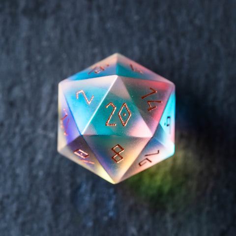 Juego de dados grabados con piedras preciosas de prehnita de URWizards D&amp;D (edición limitada)