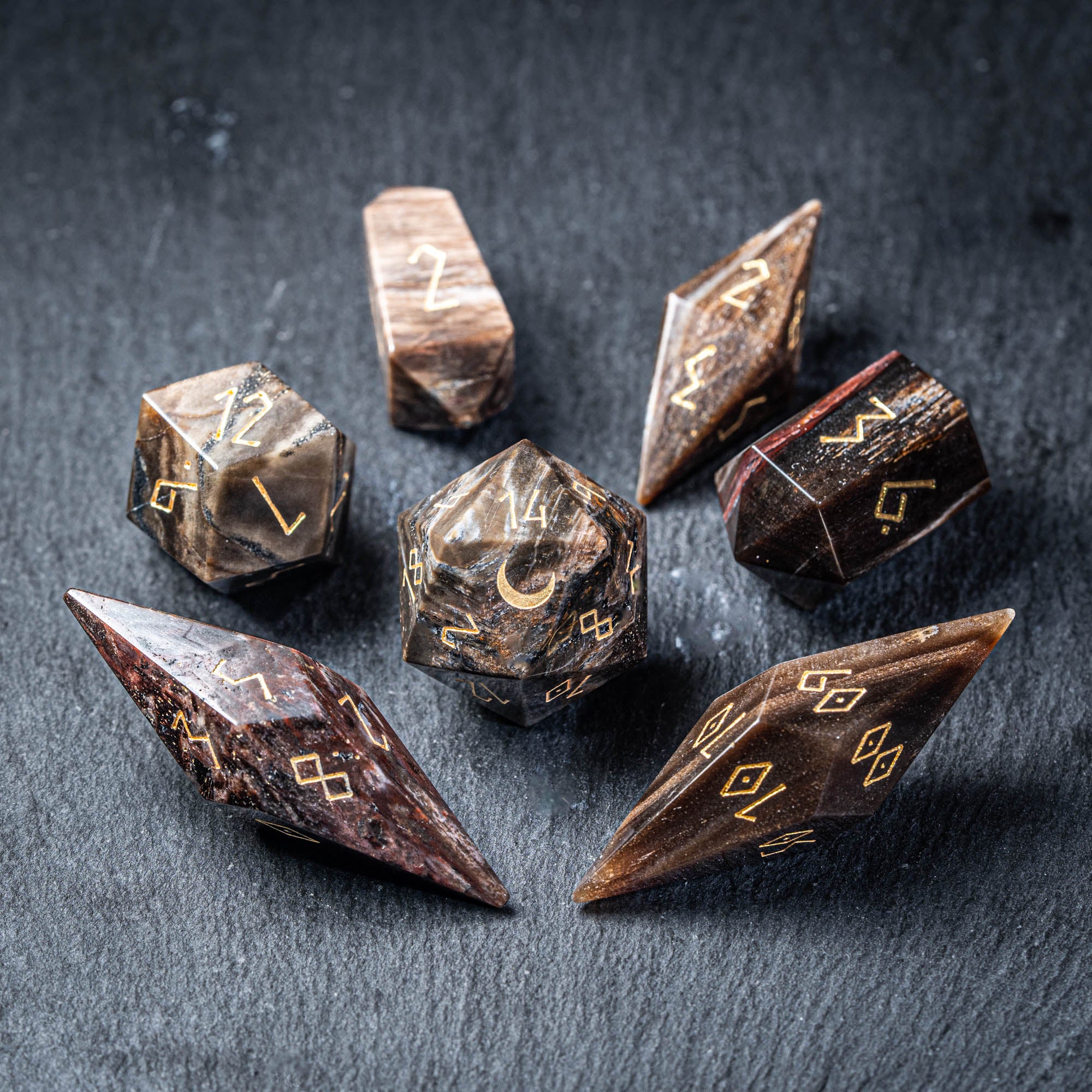 URWizards D&D Petrified Wood Stone Dice Set Crystal Shape – Urwizards