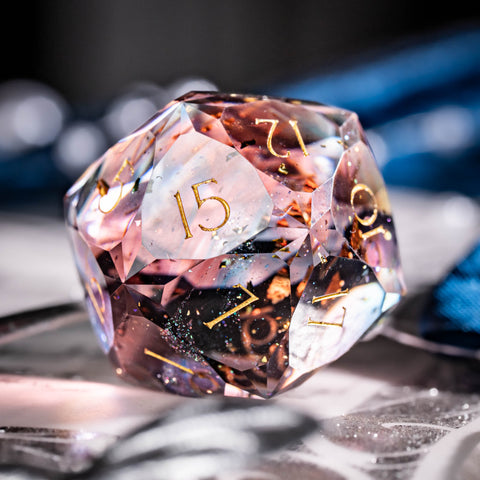 URWizards D&D Resin Pink Nebula Engraved Dice Set Multi-faceted Style