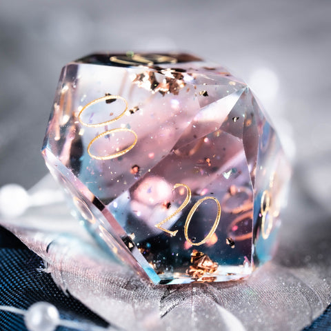 URWizards D&D Resin Pink Nebula Engraved Dice Set Multi-faceted Style