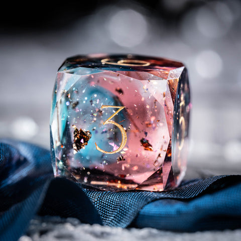 URWizards D&D Resin Pink Nebula Engraved Dice Set Multi-faceted Style