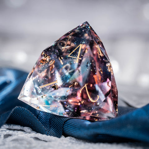 URWizards D&D Resin Pink Nebula Engraved Dice Set Multi-faceted Style