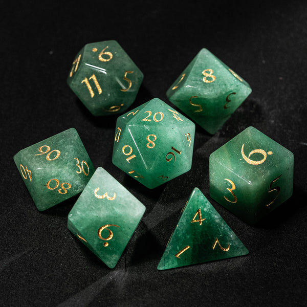 URWizards D&D Aventurine Gemstone Engraved Dice Set