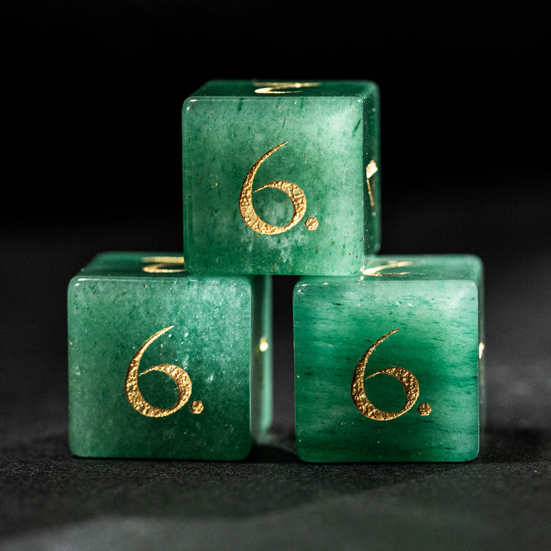 URWizards D&D Aventurine Gemstone Engraved Dice Set