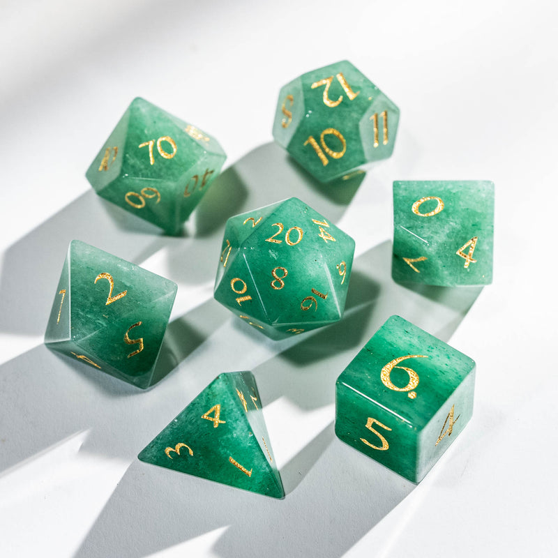 URWizards D&D Aventurine Gemstone Engraved Dice Set