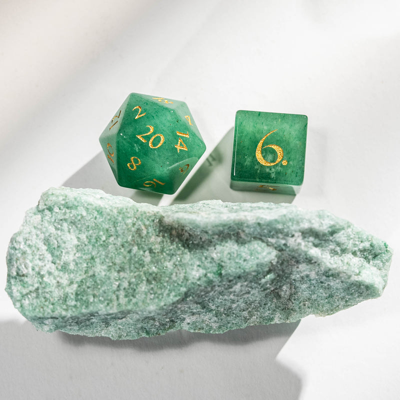 URWizards D&D Aventurine Gemstone Engraved Dice Set