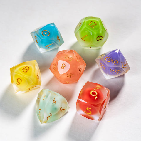 URWizards D&D Resin Jelly Gummies Engraved Dice Set Multi-faceted Style