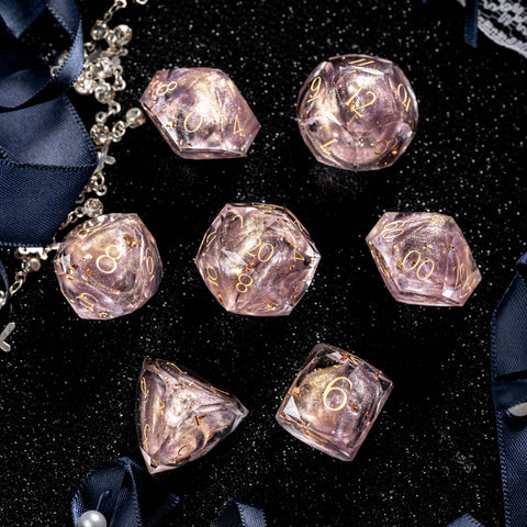 URWizards D&D Resin Lavender Swirl Engraved Dice Set Multi-faceted Style